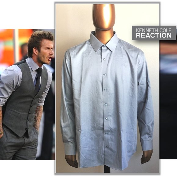 Kenneth Cole Reaction Other - KENNETH COLE REACTION Pewter Grey tone-on-tone Pinstripe Regular Fit Shi…